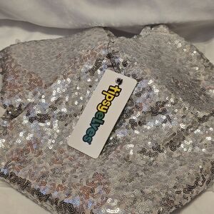 NWT Tipsy Elves Silver Sequin Leggings Sz L